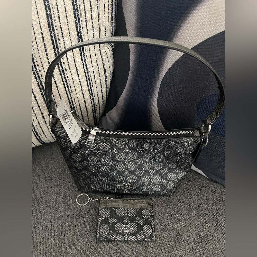 Coach Monogram Black and Gray Shoulder Bag